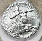 U S Army Silver 1 oz Round - Matte Like Finish - "Since 1775"