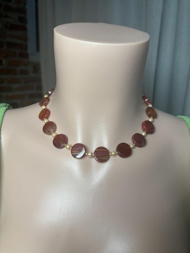 Brown and Pearl Beaded Necklace
