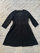 Banana Republic Long Sleeve V Neck Fit & Flare Dress Black Size 4