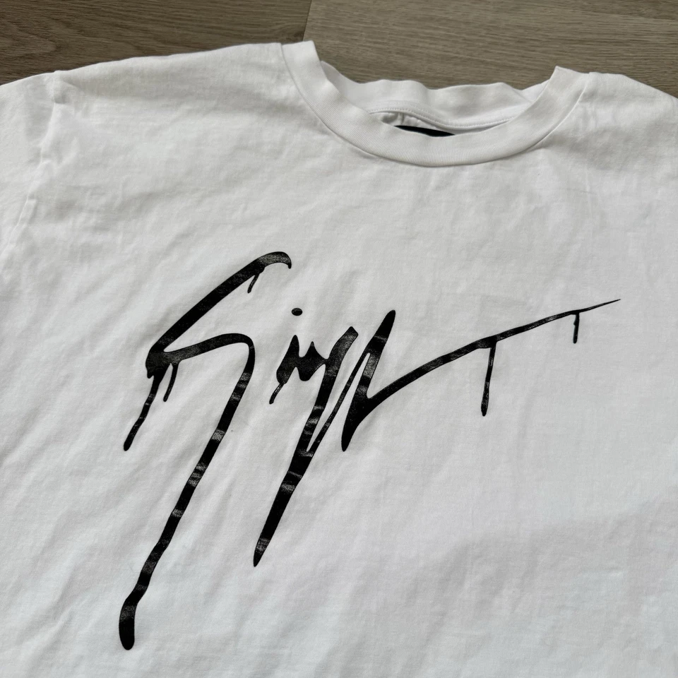 Camiseta Giuseppe Zanotti Hecha en Italia Logo Algodón Blanca Negra Para Hombre Talla 3XL Foto 2 de 4