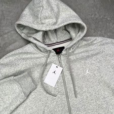 Jordan Brooklyn Fleece Full Zip Hoodie Mens Large Gray Solid Hooded Sweatshirt