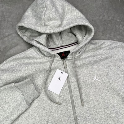 Jordan Brooklyn Fleece Full Zip Hoodie Mens Large Gray Solid Hooded Sweatshirt
