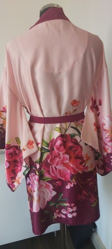 TED BAKER 8/10 Satin MINT Floral Kimono Robe NWOT. Pink Floral - Picture 6 of 8