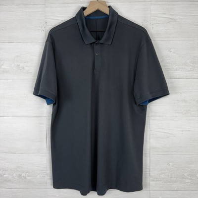 Lululemon Men s Polo Shirt Grey Performance Stretch Size XL Live In Practice