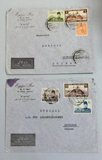 Egypt 1940s Airmail Covers (2) Cairo to Switzerland King Farouk Pyramids stamps