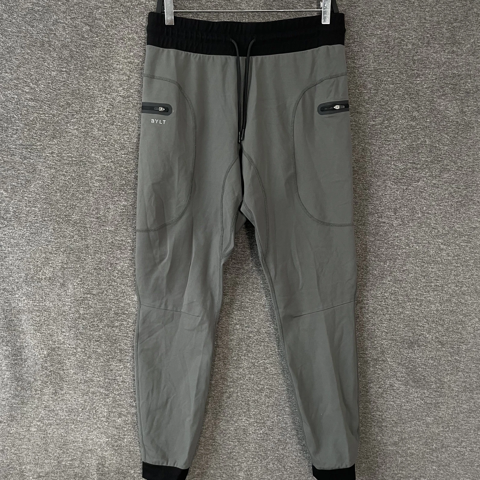 BYLT Pants Mens Large Gray Premium Joggers Zip Pockets Elastic Waist Athletic