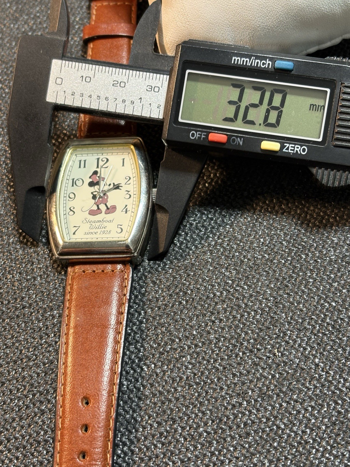 Steamboat Willie Mickey Mouse Disney Silver Tone 33mm Tonneau Watch,New Band/Bat thumbnail 6