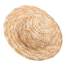 Mini Woven Straw Round Hat Doll Decorative Round Top Hat Miniature Doll Hat