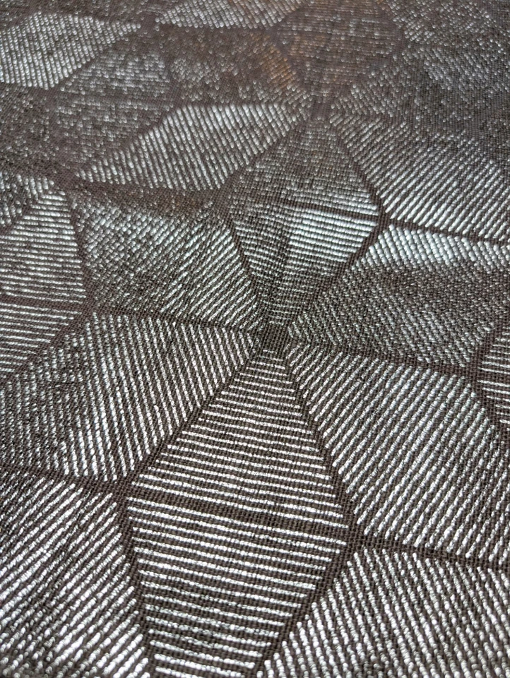 Nicole Miller Silver Beige Jute Table Runner 16" x 69" Geometric Pinwheel Design - Image 2 of 4