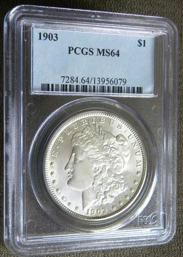 1903 MORGAN SILVER DOLLAR ~ PCGS MS64 ~ LT BLUE LABEL ~ A REAL BEAUTY ~POP 6,956