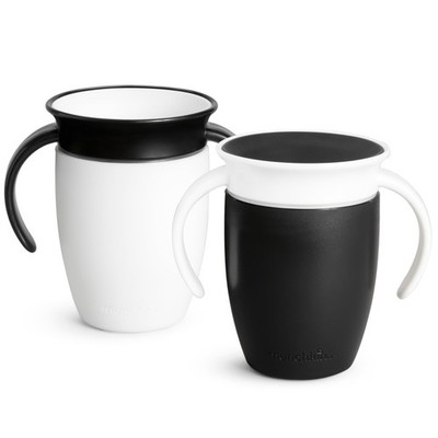 Munchkin Sippy Cup for 6 Month Old and Up, Spill Proof 7 Ounces, Black/White 