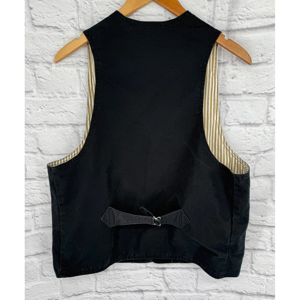 Chaleco Western de Lona Negro Desteñido Scully Para Hombres De Colección Talla L Botón Forrado a Rayas Foto 2 de 4