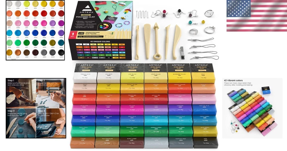42-Color Polymer Clay Kit - Jewelry Making Set - Image 2 of 4