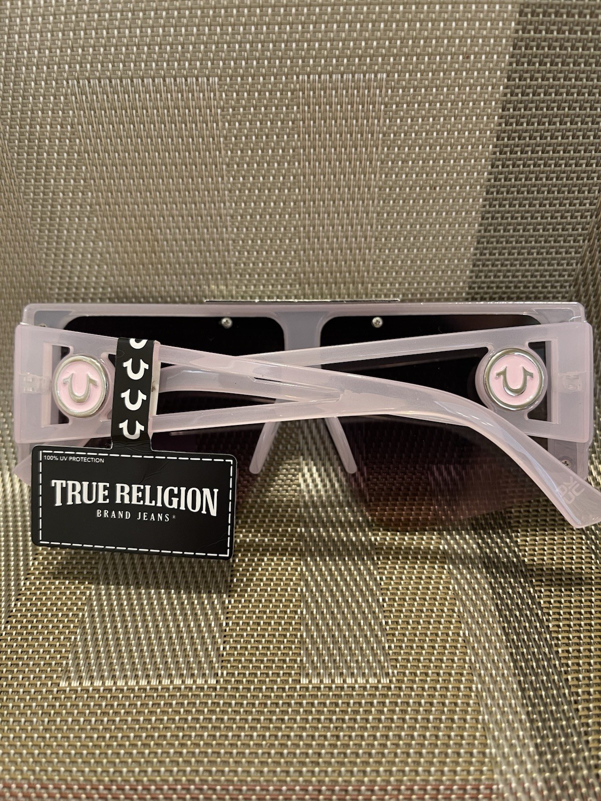 True Religion Women’s Oversize Framed Sunglasses One Lens In Lila Rose Pink NWT thumbnail 5