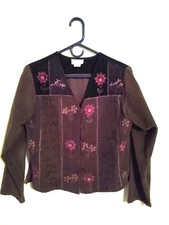 VTG Raiment Fashions New York Womens Jacket Embroidered Corduroy Button Close