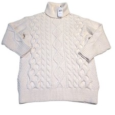 NWT Mango cableknit turtleneck sweater tunic/dress in cream size 6