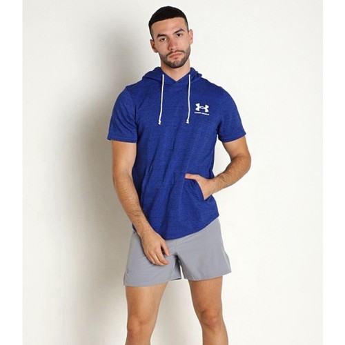 Under Armour Rival Frottee Kapuze Kurzarm royalblau Größe Medium UVP $ 55 NEU - Bild 2 von 4