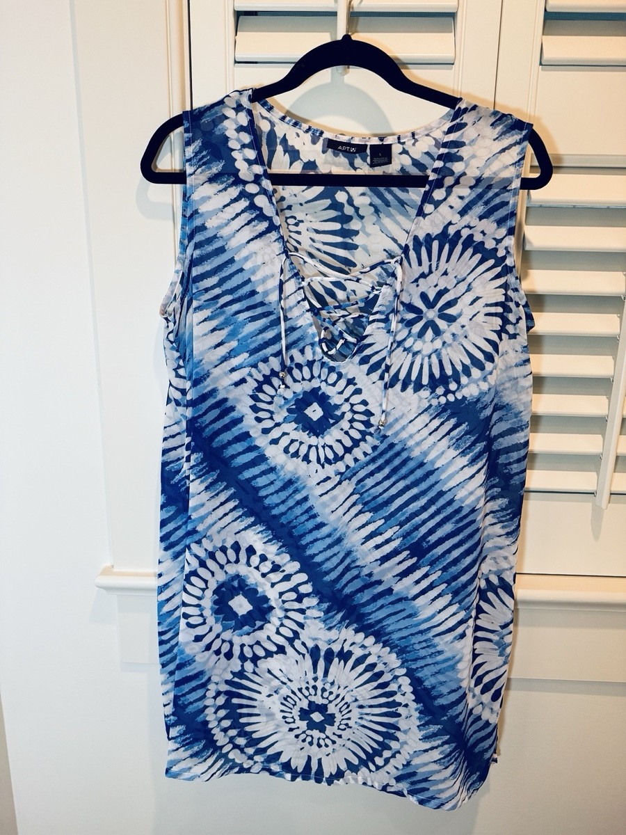 APT 9 Women's Swim Dress Cover Up Size L Semi Sheer Lace Tie Neck Swim  Resort | eBay