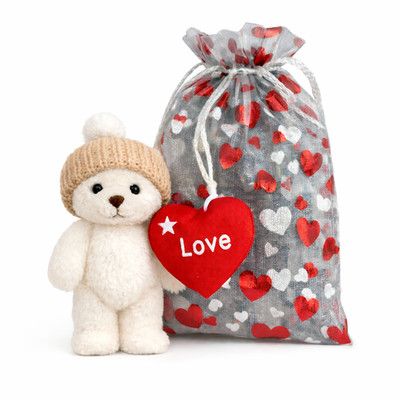 Large Valentine Worry Bear with Love Heart | Romantic Teddy Bear Gift | Soft Plu