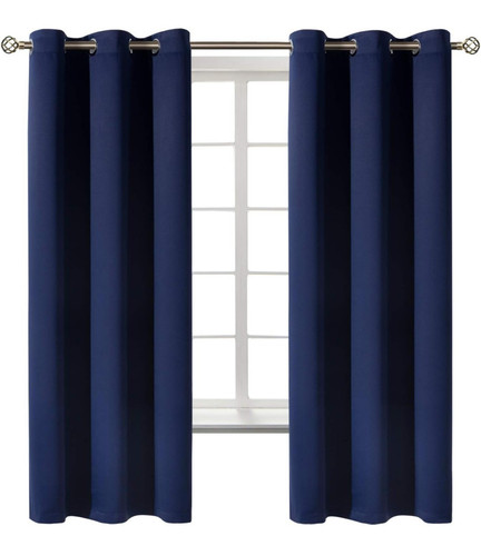 Grommet Blackout Curtains for Bedroom and 42"W x 63"L (Pack of 2) Navy Blue