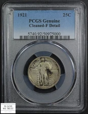 1921 Standing Liberty Silver Quarter 25C PCGS F Detail - Cleaned