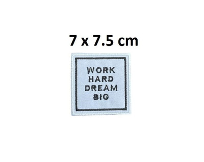Work Hard Dream Big Motivation Bügelbild Patch Jacke Jeans Hut Leder