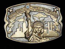 QE09138 VINTAGE 1986  USA FRANCE STATUE OF LIBERTY  COMMEMORATIVE BELT BUCKLE
