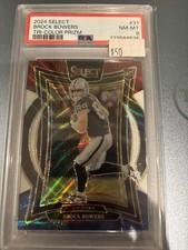 2024 PANINI SELECT TRI-COLOR PRIZM #118 BROCK BOWERS ROOKIE RC 040/249 PSA 8