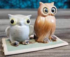 VTG 1975 Wallace Berrie & Co 1975 Ceramic Miniatures Owls Figurines WHIMSICAL