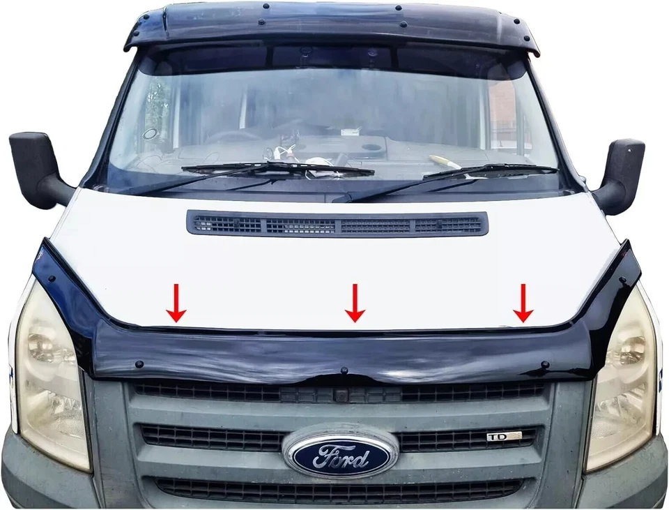 Gloss Black Bonnet Protector Wind Stone Deflector FITS Transit MK7 2006-2013 - Image 4 of 4