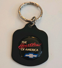 Vintage Chevrolet The Heartbeat Of America Black Keychain Key Ring 1980s