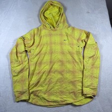 Nike Dri-Fit Hoodie Womens Medium Yellow Running Pullover Thumbholes Reflective