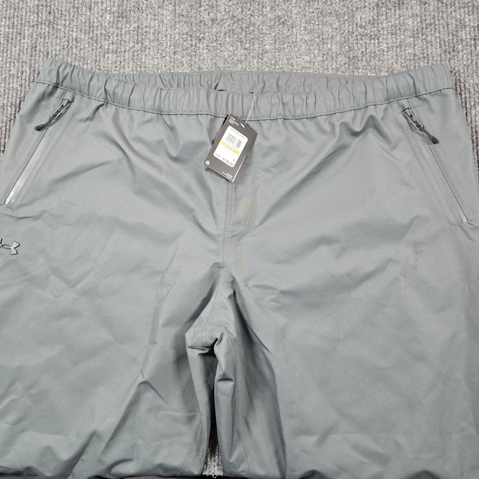 Under Armour Lined Rain Pants Mens 4XL Gray Elastic Waist Waterproof Outdoor NEW
