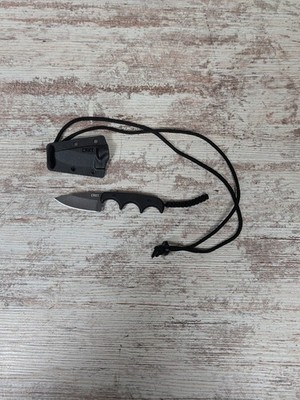 Black CRKT 2384K Minimalist Folts Boot/Neck Knife Fixed Blade W/Sheath and Cord