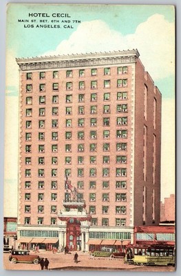 Hotel Cecil - Los Angeles, California - Room Rates Antique Postcard T