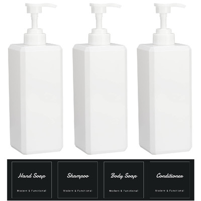 Suream Shampoo And Conditioner Dispenser Set - 27Oz Plastic Empty Bottle 4Pcs