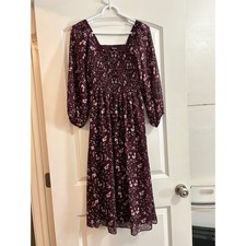 Madewell resourced Georgette Sheer-Sleeve Smocked Midi Dress