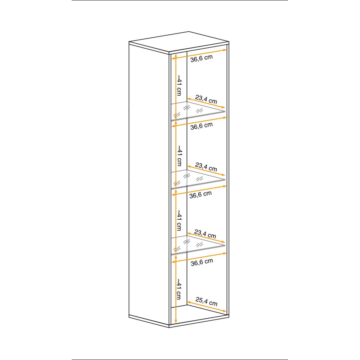 Vitrine LED murale Fly C4 de 170cm en blanc pour salon moderne