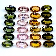 VVS 24 Pcs Natural Multi Tourmaline 5x3mm Oval Cut Loose Untreated Gemstones Lot
