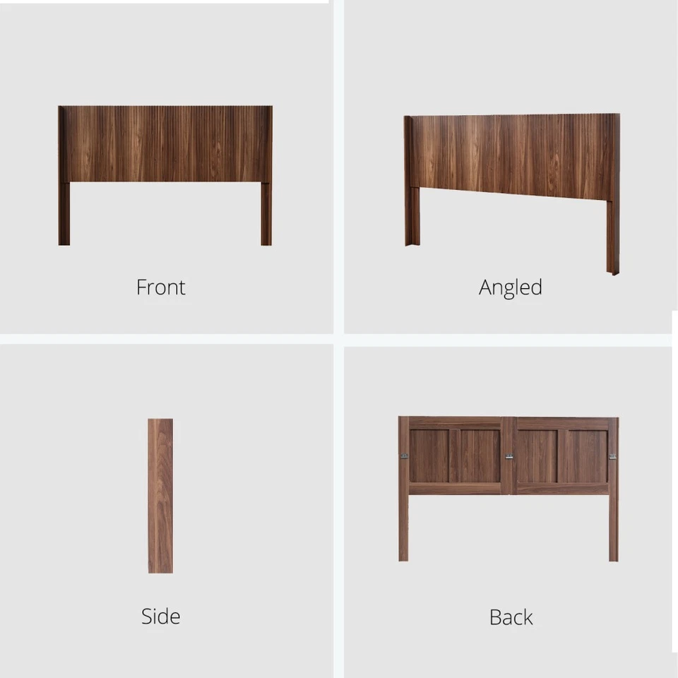 Wood Headboard Size Wall Mounted Fluted Panel Wide Wooden Headboard Only - Image 3 of 4