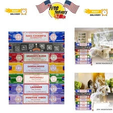 Seven Fragrant Incense Sticks: Calming Nag Champa, Sandalwood & Positive Vibes