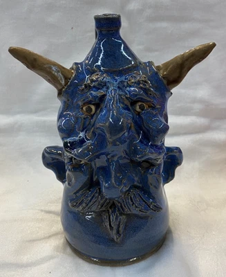 TIM WHITTEN Southern Primitive Folk Art Pottery Devil Face Jug - Image 1 of 4