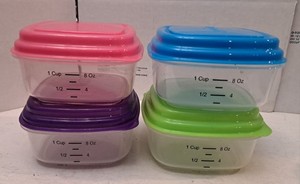 Fit And Fresh Set Of Four 1 Cup Square Stak Pak Containers Reusable Pre-owned 