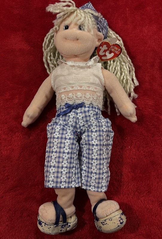 TY Beanie Boppers Cute Candy 12" with blue/white pants/white top with tag CLEAN