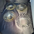 Vintage MCM Glass Flower Iridescent Petal Dish 6”- Set Of 4 - 3 Yellow, 1 Clear