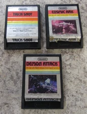 Lot Of 3 - Imagic Atari 2600 Games Trick Shot, Cosmic Ark, Demon Attack - Tested