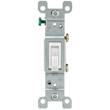 15 Amp Single-Pole Toggle Light Switch, White
