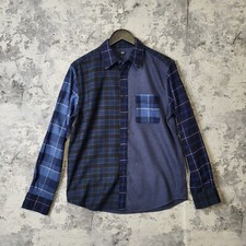 Uniqlo Flanellhemd Herren Small Schwarz Navy Kariert Langarm Kragen Knopf A