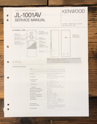 Kenwood JL-1001AV Speaker Service Manual *Original* | eBay
