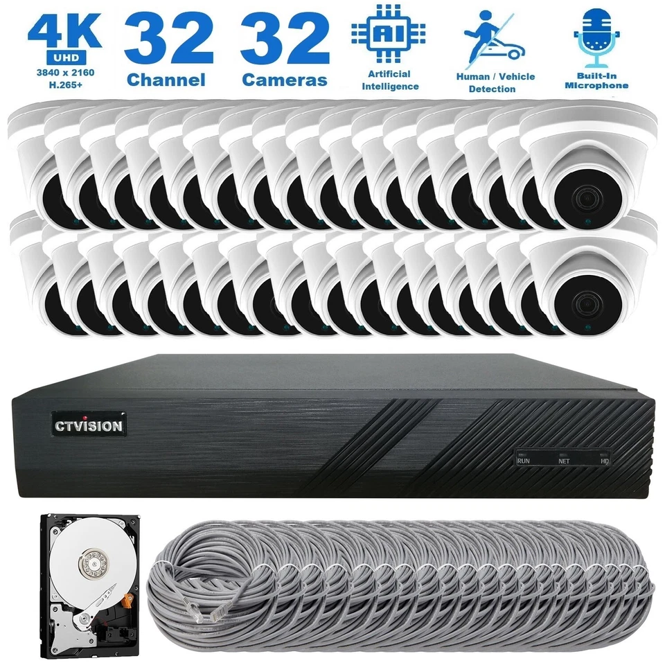 CTVISION 4K NVR 8MP Audio PoE IP Security CCTV Video Surveillance Camera System - Image 2 of 4